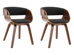 Sillas de comedor 2 unidades madera curvada y tela gris