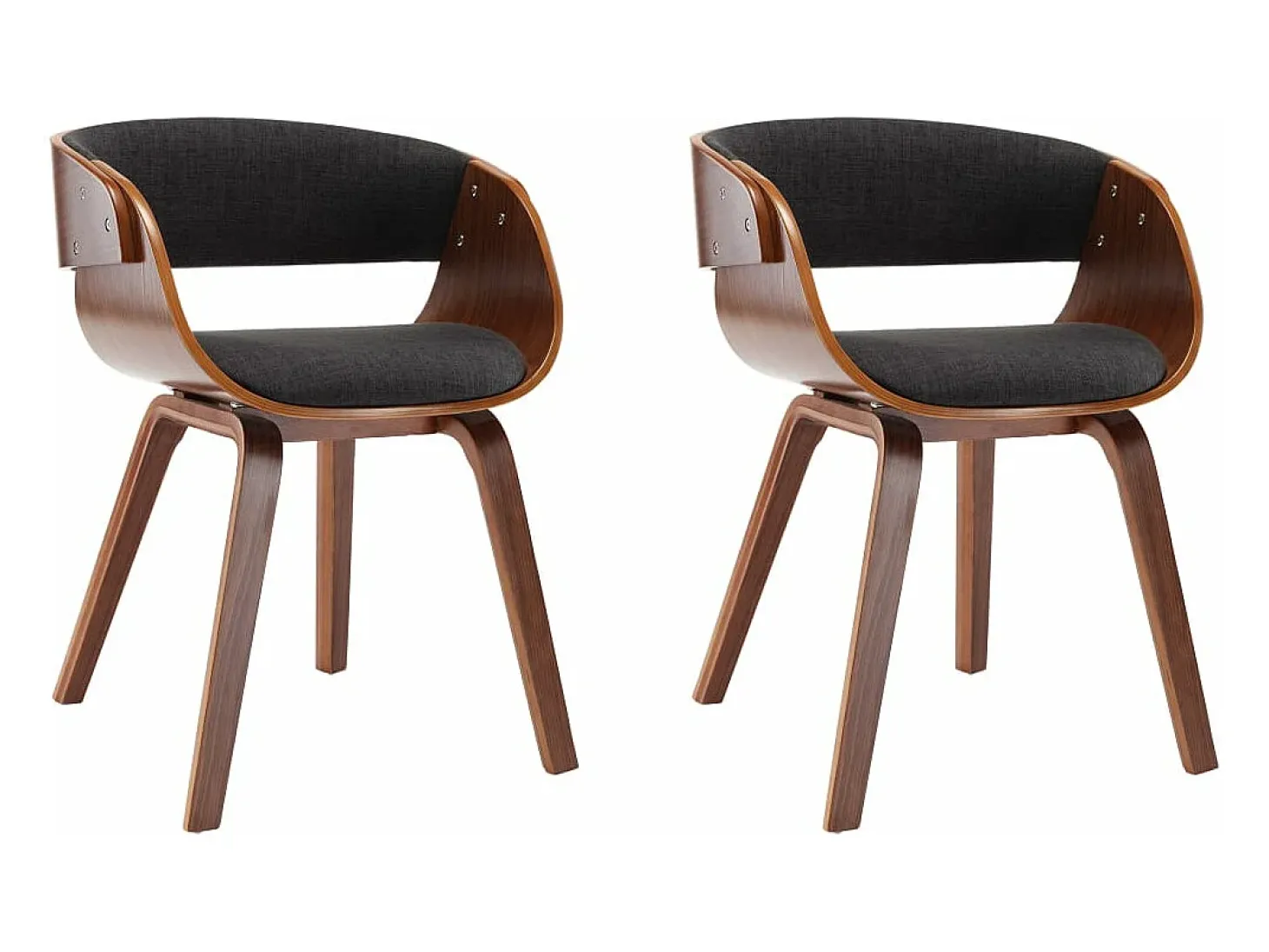 Sillas de comedor 2 unidades madera curvada y tela gris