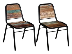 Sillas de comedor 2 unidades madera maciza reciclada