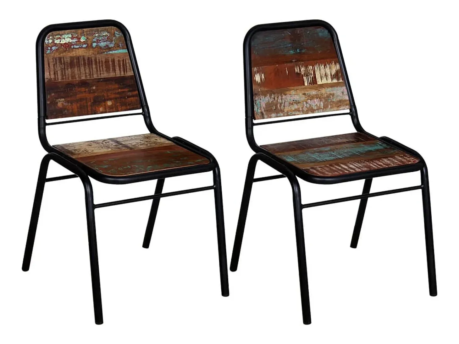 Sillas de comedor 2 unidades madera maciza reciclada