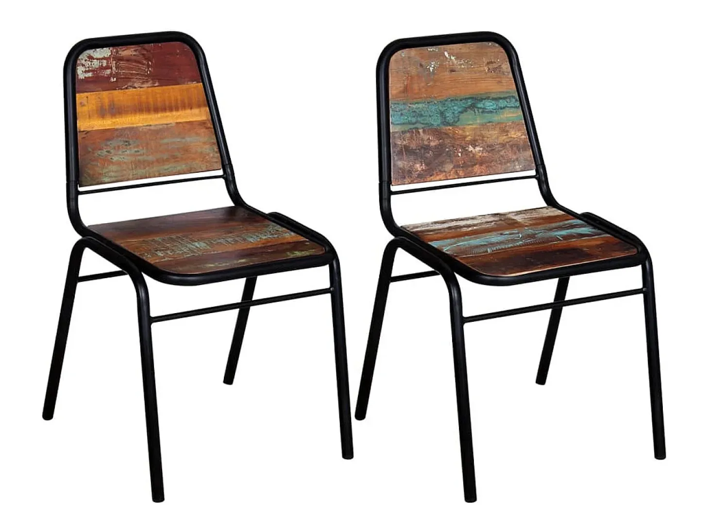 Sillas de comedor 2 unidades madera maciza reciclada