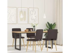Sillas de comedor 4 unidades tela marrón oscuro