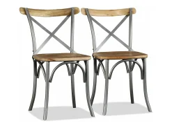 Sillas de comedor 6 unidades madera de mango respaldo acero cruzado