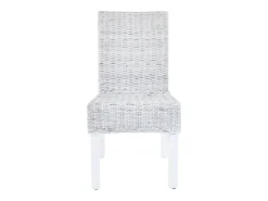 Sillas de comedor 6 unidades ratán Kubu y madera mango marrón