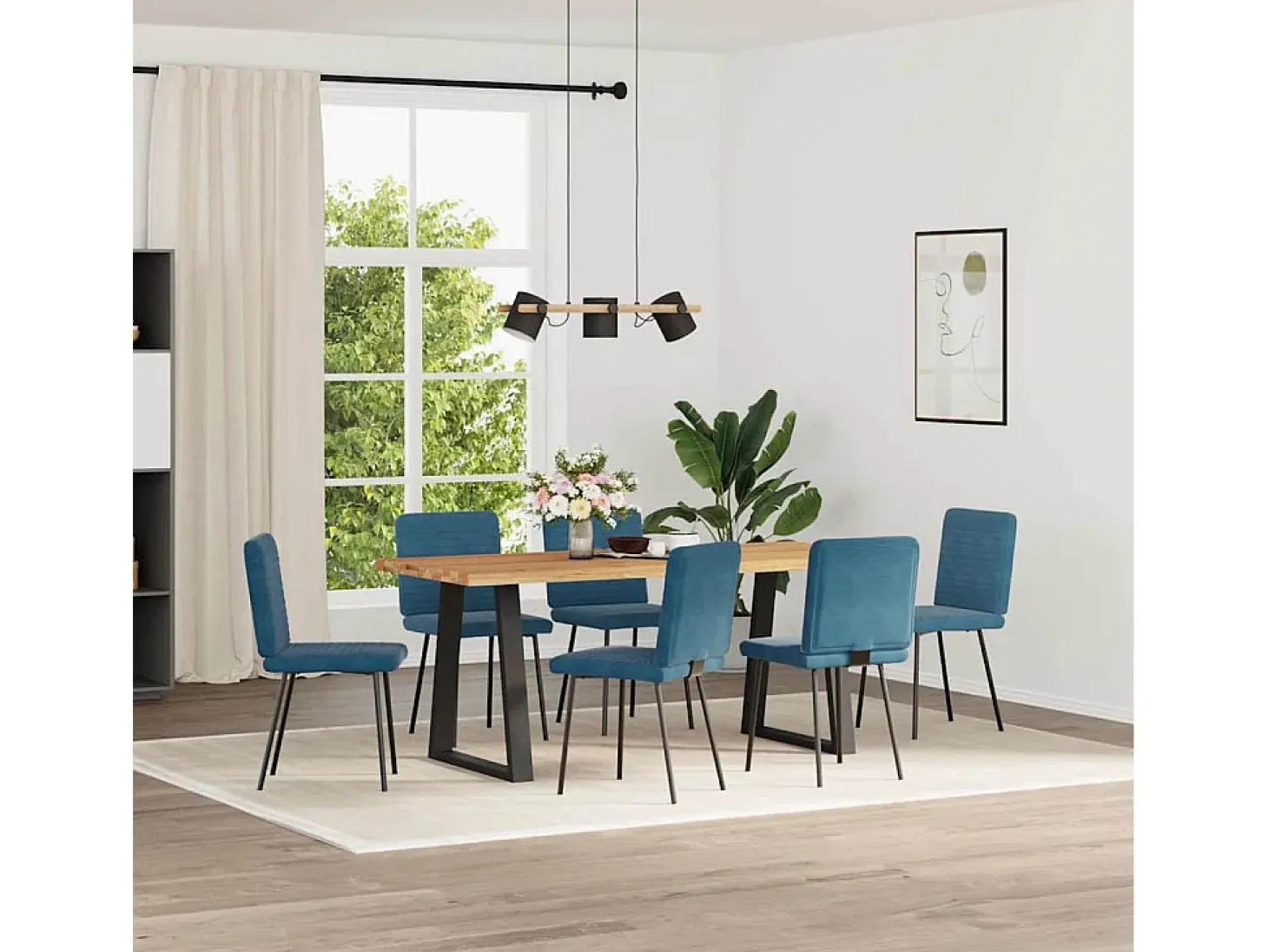Sillas de comedor 6 unidades terciopelo azul