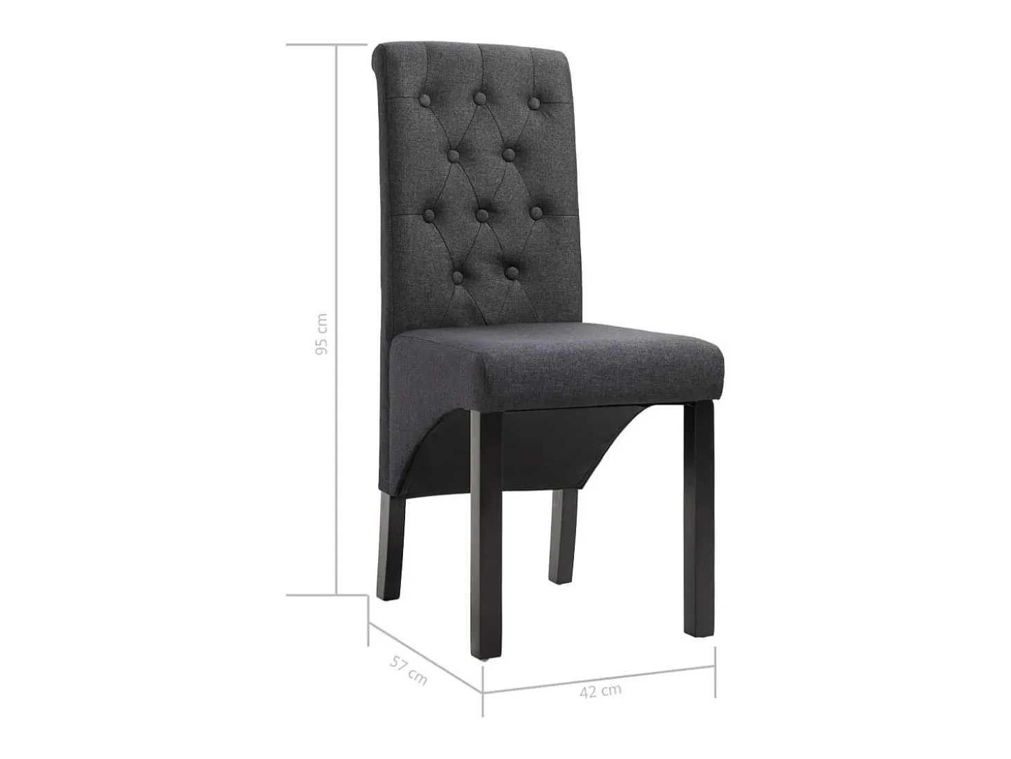 Sillas de comedor 2 unidades tela gris oscuro