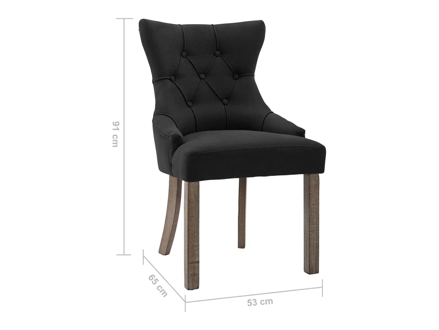 Sillas de comedor 2 unidades de tela negras