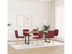 Sillas de comedor 6 unidades tela rojo tinto