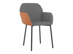 Sillas de comedor 2 unidades cuero sintético y tela gris claro