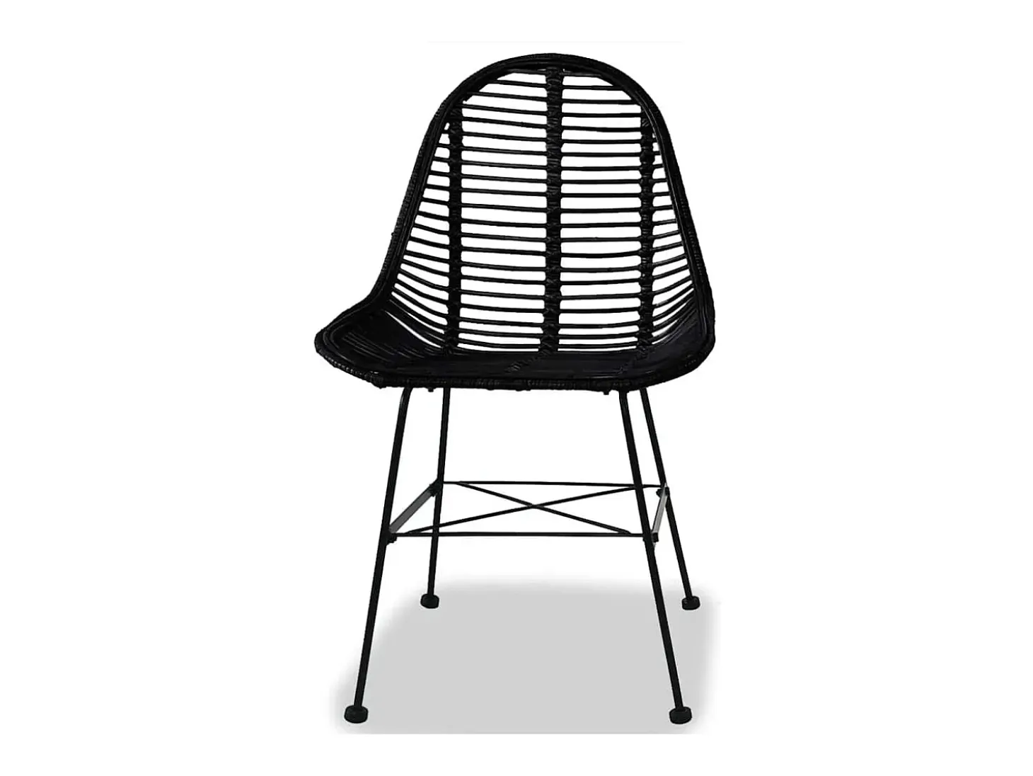 Sillas de comedor 2 unidades ratán natural negro
