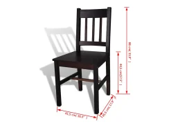 Sillas de comedor 4 unidades madera de pino marrón oscuro