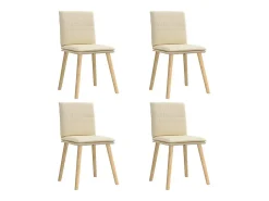 Sillas de comedor 4 unidades tela color crema