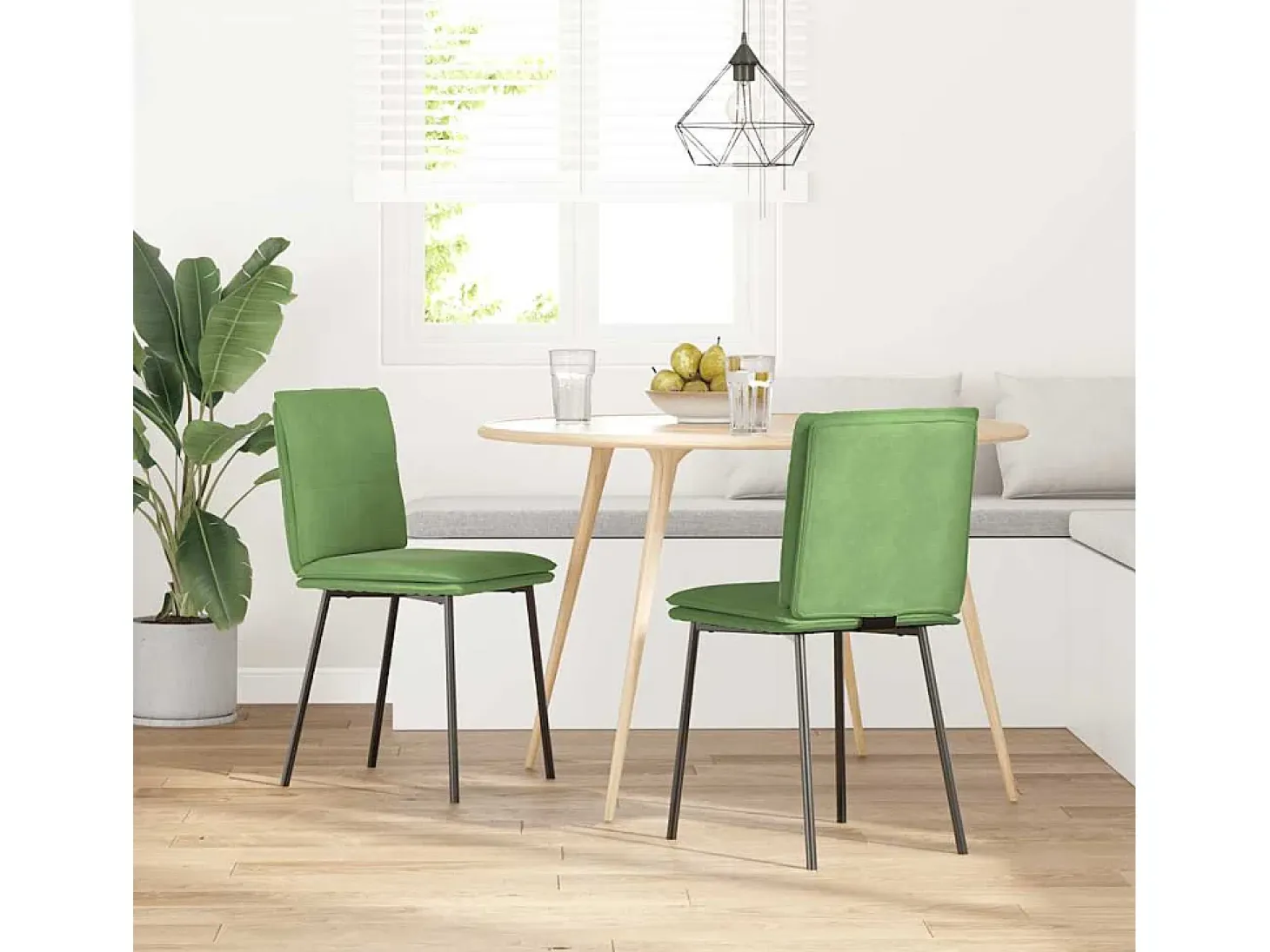 Sillas de comedor 2 unidades terciopelo verde claro