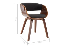 Sillas de comedor 4 unidades madera curvada y tela gris