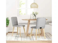 Sillas de comedor 2 unidades tela gris nube