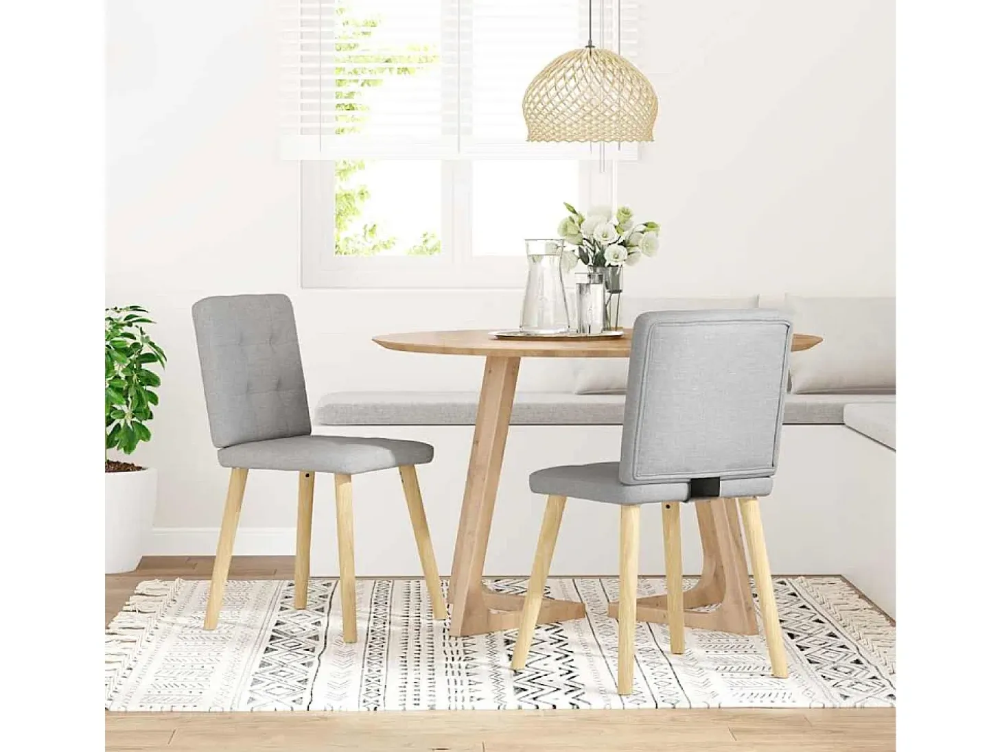 Sillas de comedor 2 unidades tela gris nube