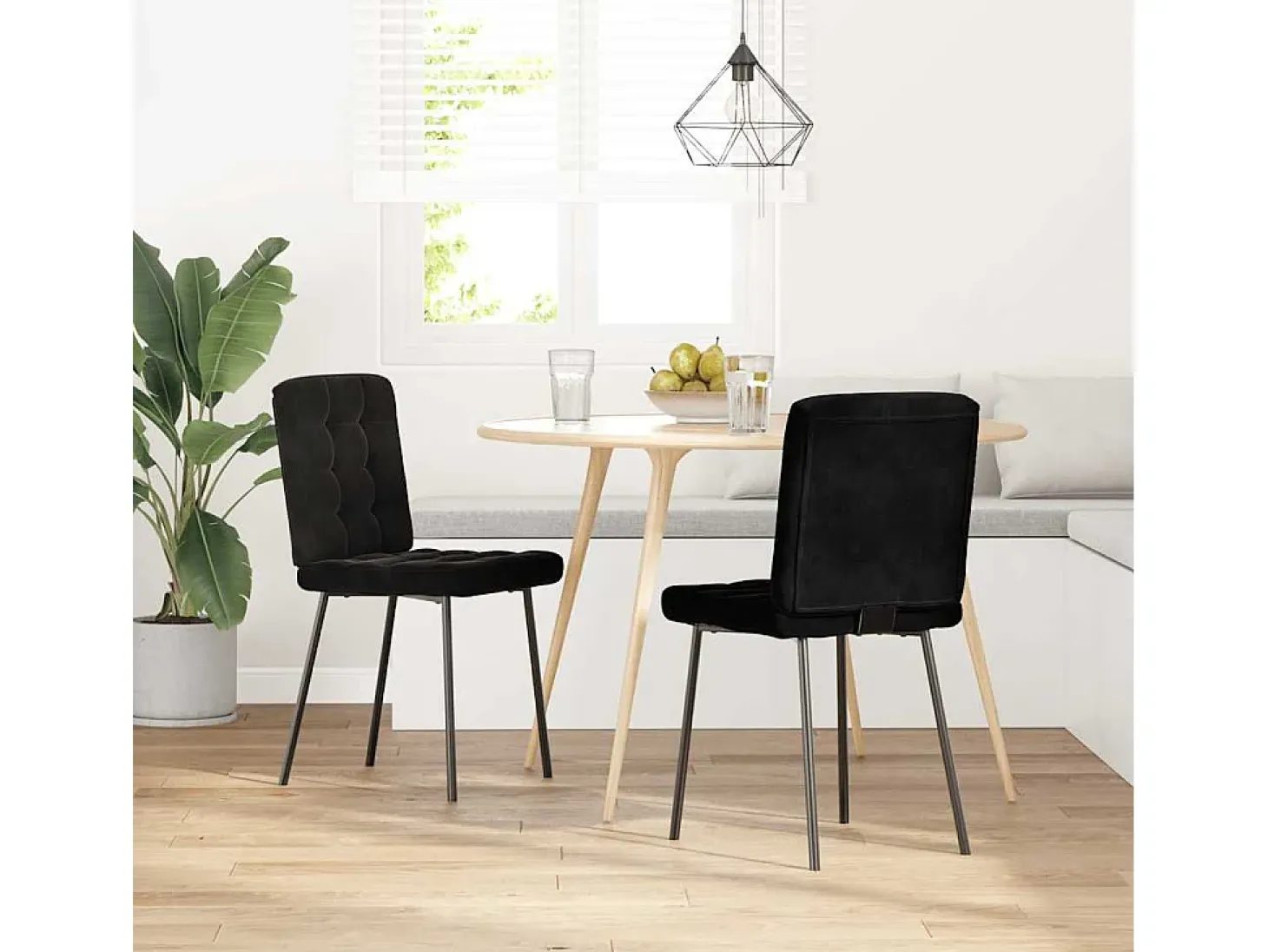 Sillas de comedor 2 unidades terciopelo negro