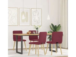 Sillas de comedor 4 unidades tela rojo tinto