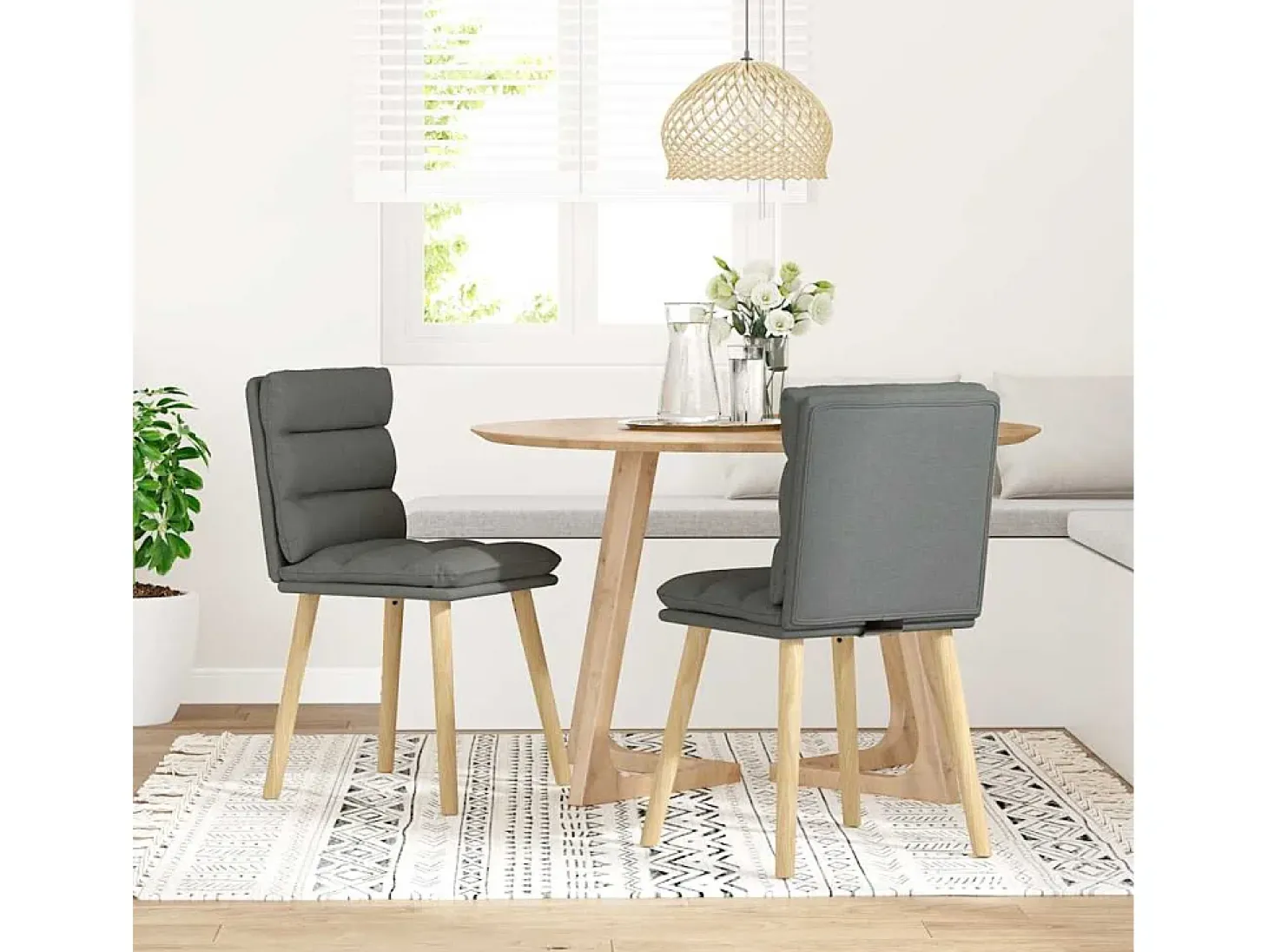 Sillas de comedor 2 unidades tela gris oscuro