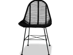 Sillas de comedor 2 unidades ratán natural negro