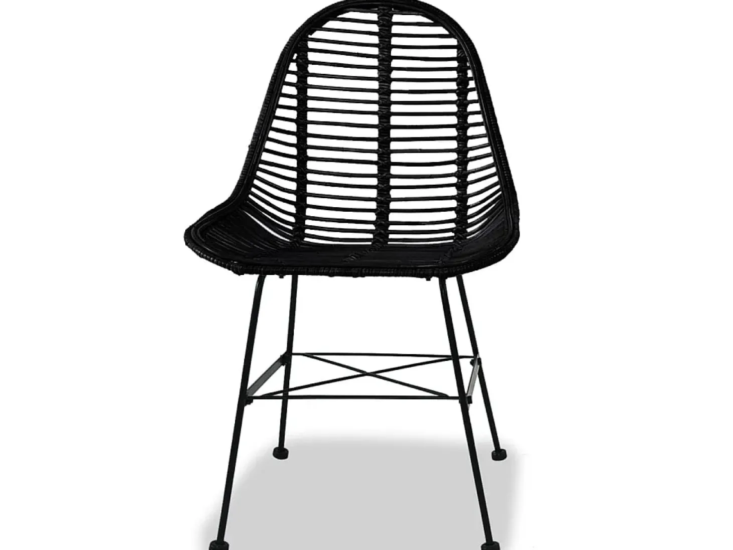 Sillas de comedor 2 unidades ratán natural negro