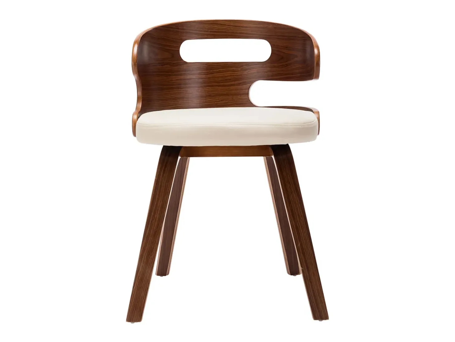 Sillas de comedor 2 unidades madera curvada y cuero sintético crema