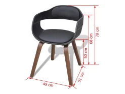 Sillas de comedor 4 unidades madera curvada cuero sintético negro