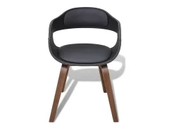 Sillas de comedor 4 unidades madera curvada cuero sintético negro