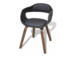 Sillas de comedor 4 unidades madera curvada cuero sintético negro
