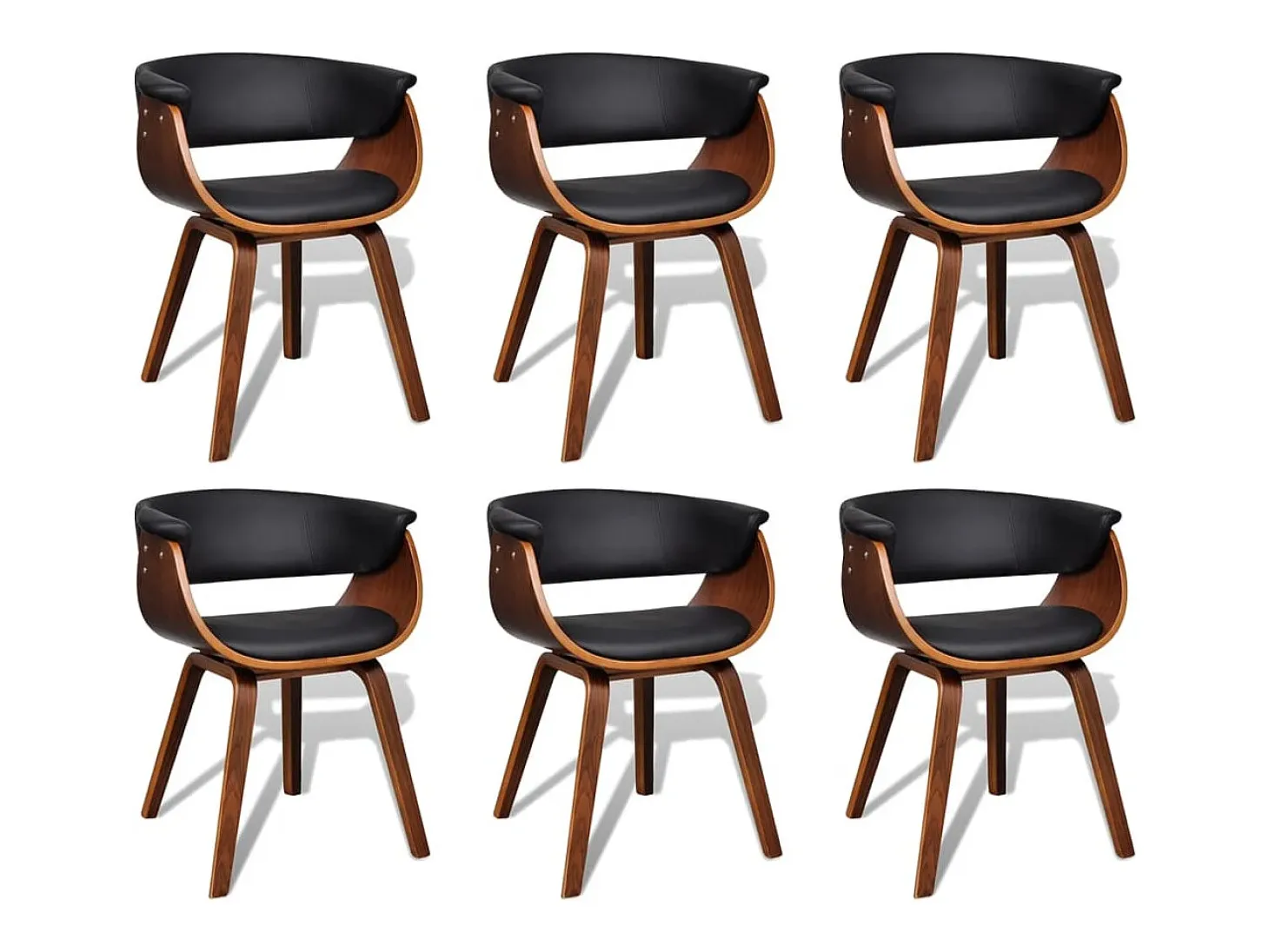 Sillas de comedor 6 unidades madera curvada y cuero sintético