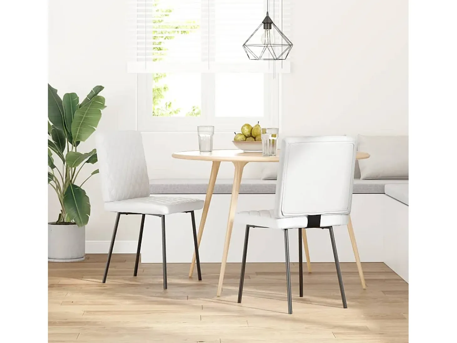 Sillas de comedor 2 unidades cuero sintético blanco
