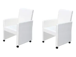 Sillas de comedor 2 unidades cuero sintético blanco