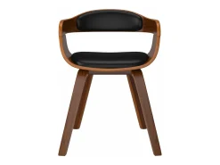 Sillas de comedor 6 unidades cuero sintético y madera curvada negro