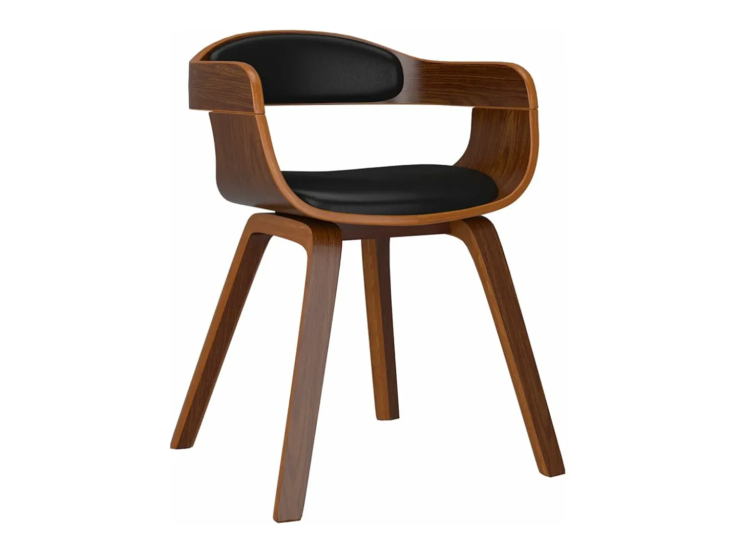 Sillas de comedor 6 unidades cuero sintético y madera curvada negro