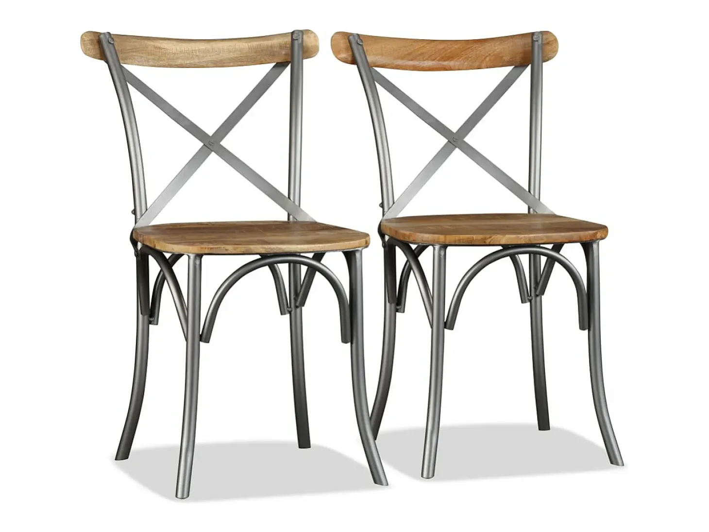 Sillas de comedor 4 unidades. madera de mango respaldo acero cruzado