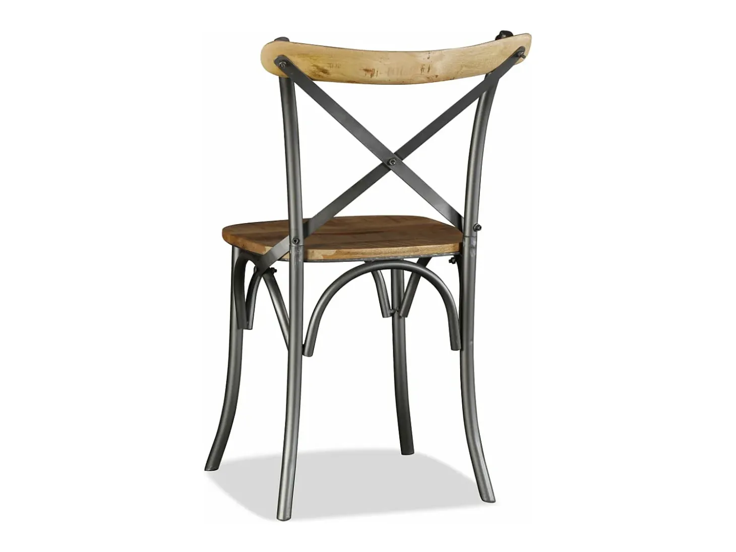 Sillas de comedor 4 unidades. madera de mango respaldo acero cruzado