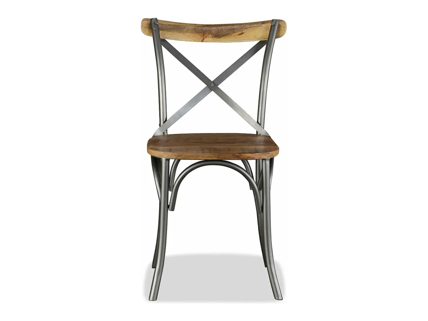 Sillas de comedor 4 unidades. madera de mango respaldo acero cruzado