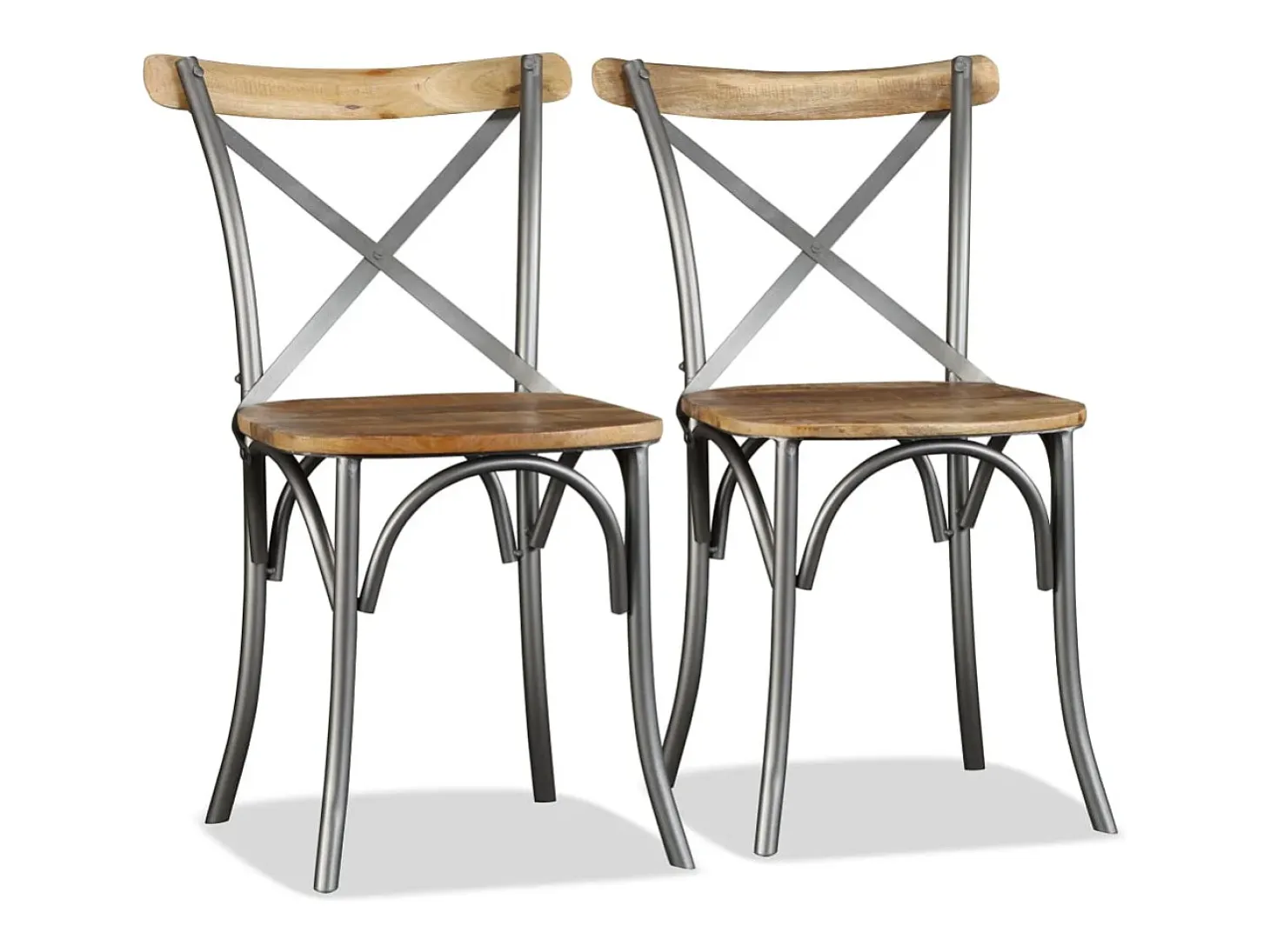 Sillas de comedor 4 unidades. madera de mango respaldo acero cruzado