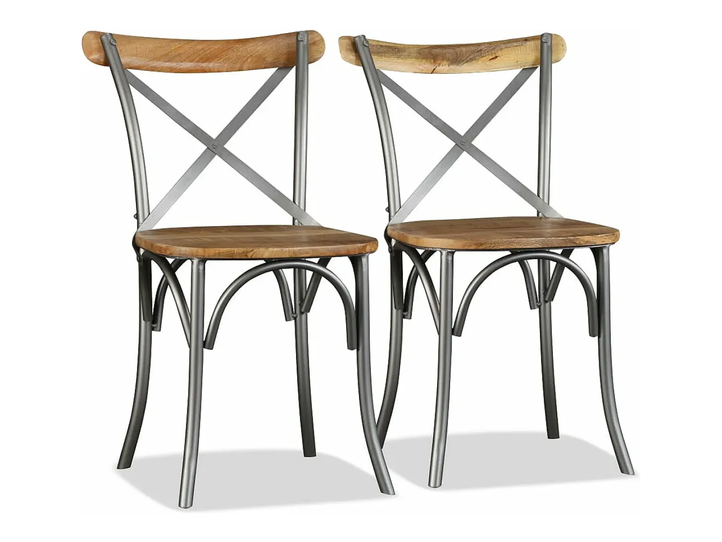 Sillas de comedor 4 unidades. madera de mango respaldo acero cruzado
