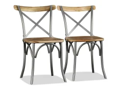 Sillas de comedor 4 unidades. madera de mango respaldo acero cruzado