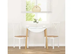 Sillas de comedor 2 unidades madera maciza de caucho blanco