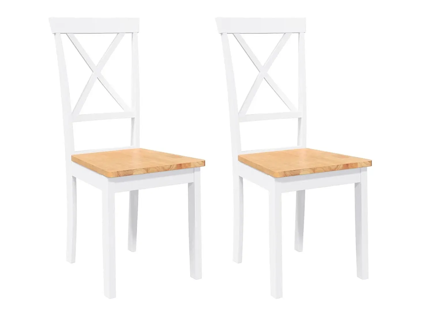 Sillas de comedor 2 unidades madera maciza de caucho blanco
