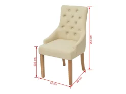Sillas de comedor 6 unidades tela color crema