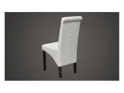 Sillas de comedor 4 unidades cuero sintético blanco