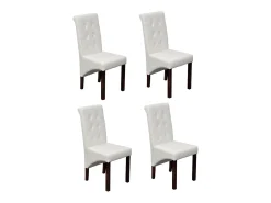 Sillas de comedor 4 unidades cuero sintético blanco