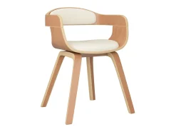 Sillas de comedor 2 unidades cuero sintético y madera curvada crema