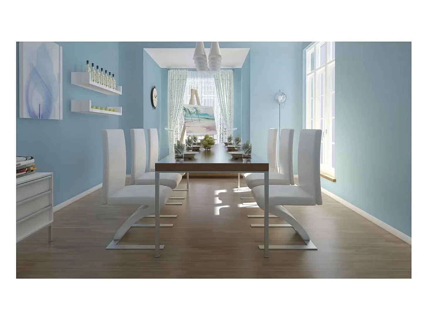 Sillas de comedor 6 unidades cuero sintético blanco