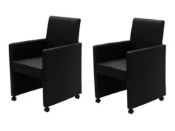 Sillas de comedor 2 unidades cuero sintético negro