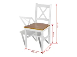Sillas de comedor 2 unidades madera de pino blanco