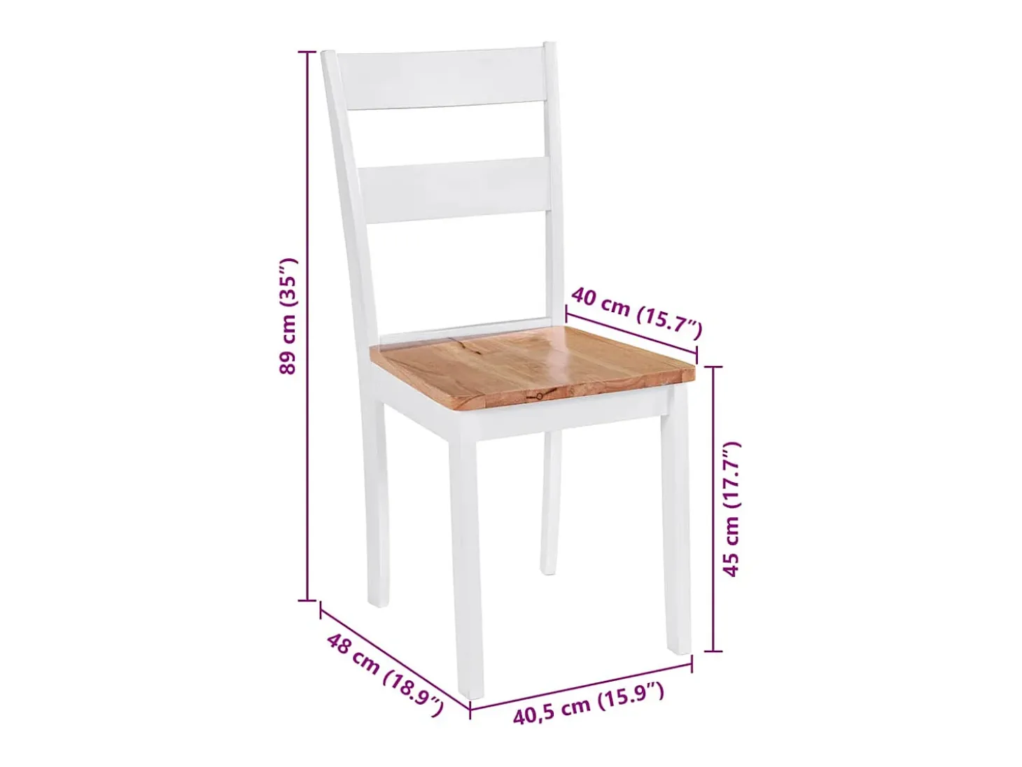 Sillas de comedor 2 unidades madera maciza de caucho blanco